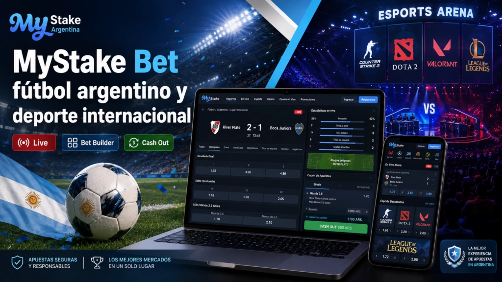 My Stake Bet con apuestas de fútbol argentino, deportes internacionales y esports en vivo